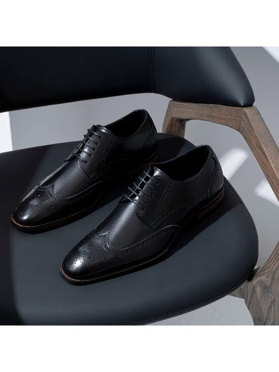 Men\'s Premium Black Dress Shoes Leather Wingtip Formal Business Oxford Shoes main image 6